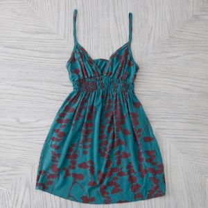 Green Floral Print Spaghetti Strap Tunic